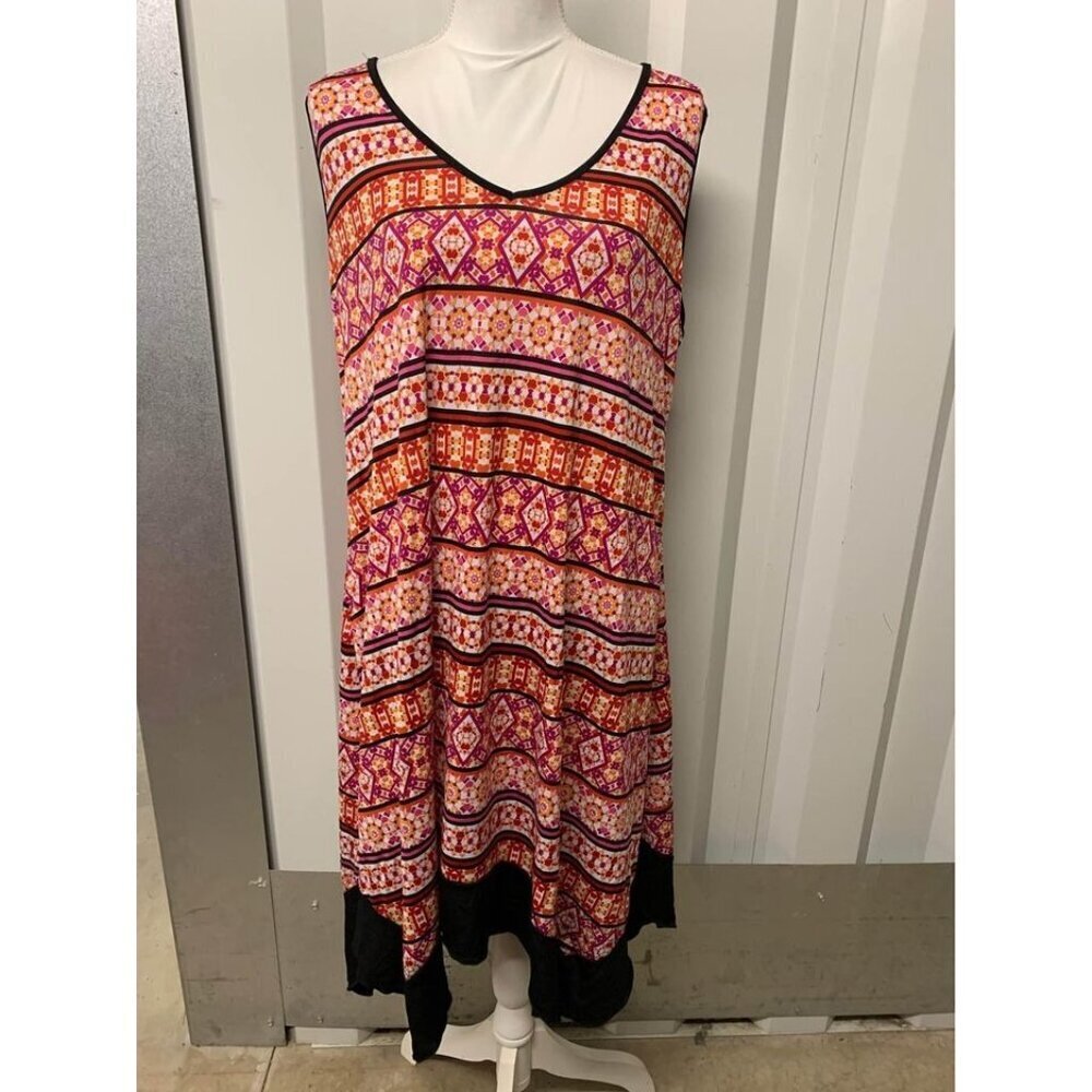 VTG Fresh of LA Dress Business Casual Colorful Granny Sheath Summer Plus Size 2X